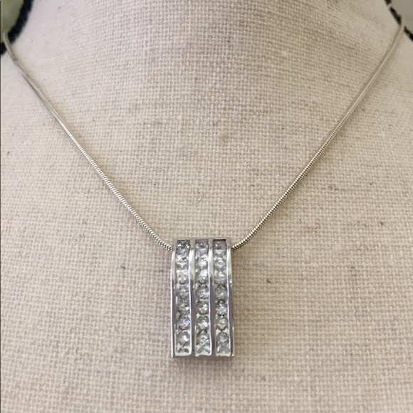Sterling Silver & Simulated Diamond Necklace - Picture 4 of 11